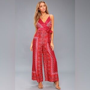 NWT FREE PEOPLE Cabbage Rose Pink Multi Print Jumpsuit - Size 4
